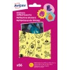 Imaginea afișează un set de autocolante reflectorizante de la Avery, cu modele colorate precum rachete și extratereștri, potrivite pentru a îmbunătăți vizibilitatea pe rucsacuri.